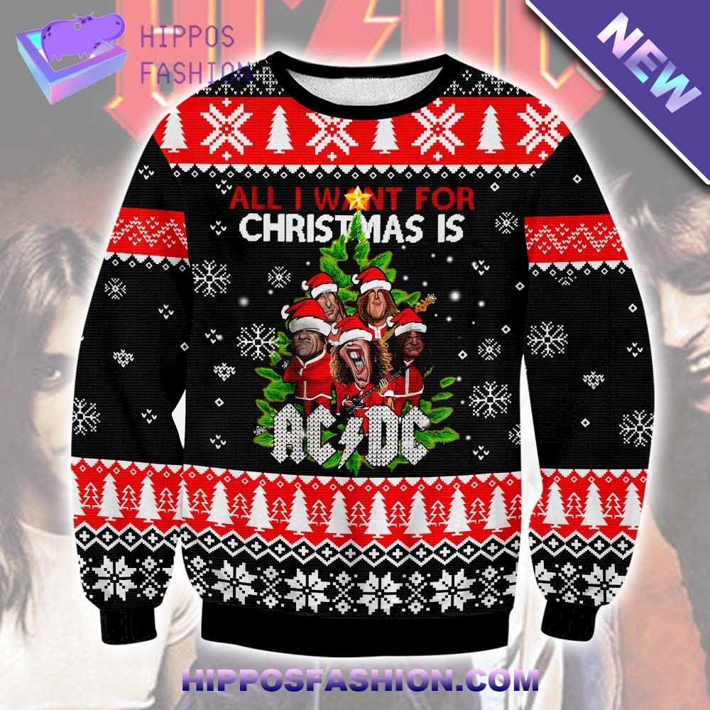 AD DC All I Want For Christmas Ugly Sweater