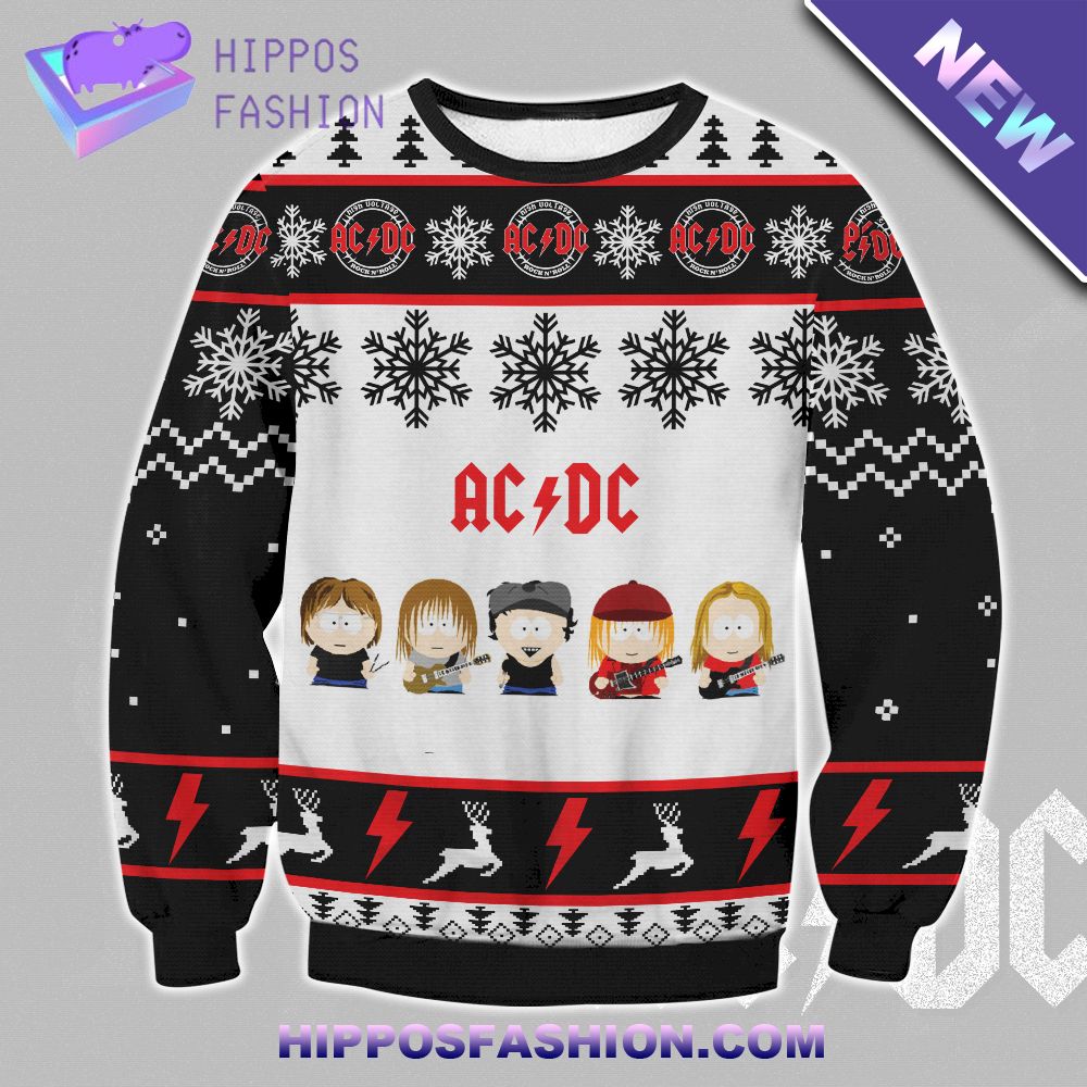 AD DC Band Black And White Ugly Sweater