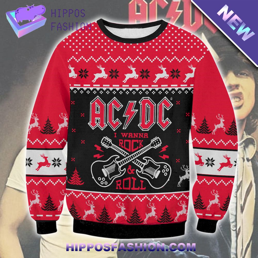 AD DC Guitar Rock And Roll Ugly Sweater