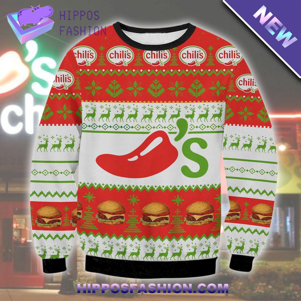 Chilis Humburgers Ugly Christmas Sweater