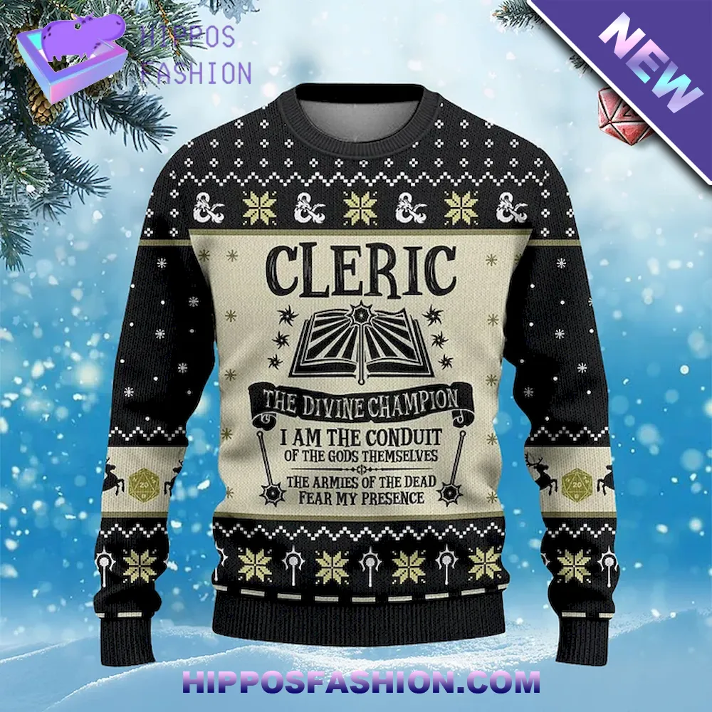 Classes Cleric Black Ugly Christmas Sweater