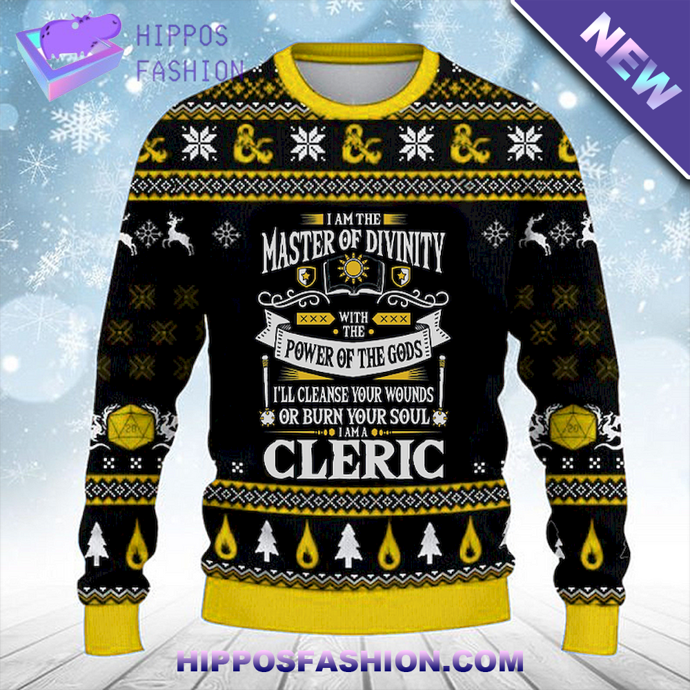 Classes Cleric Yellow Ugly Christmas Sweater