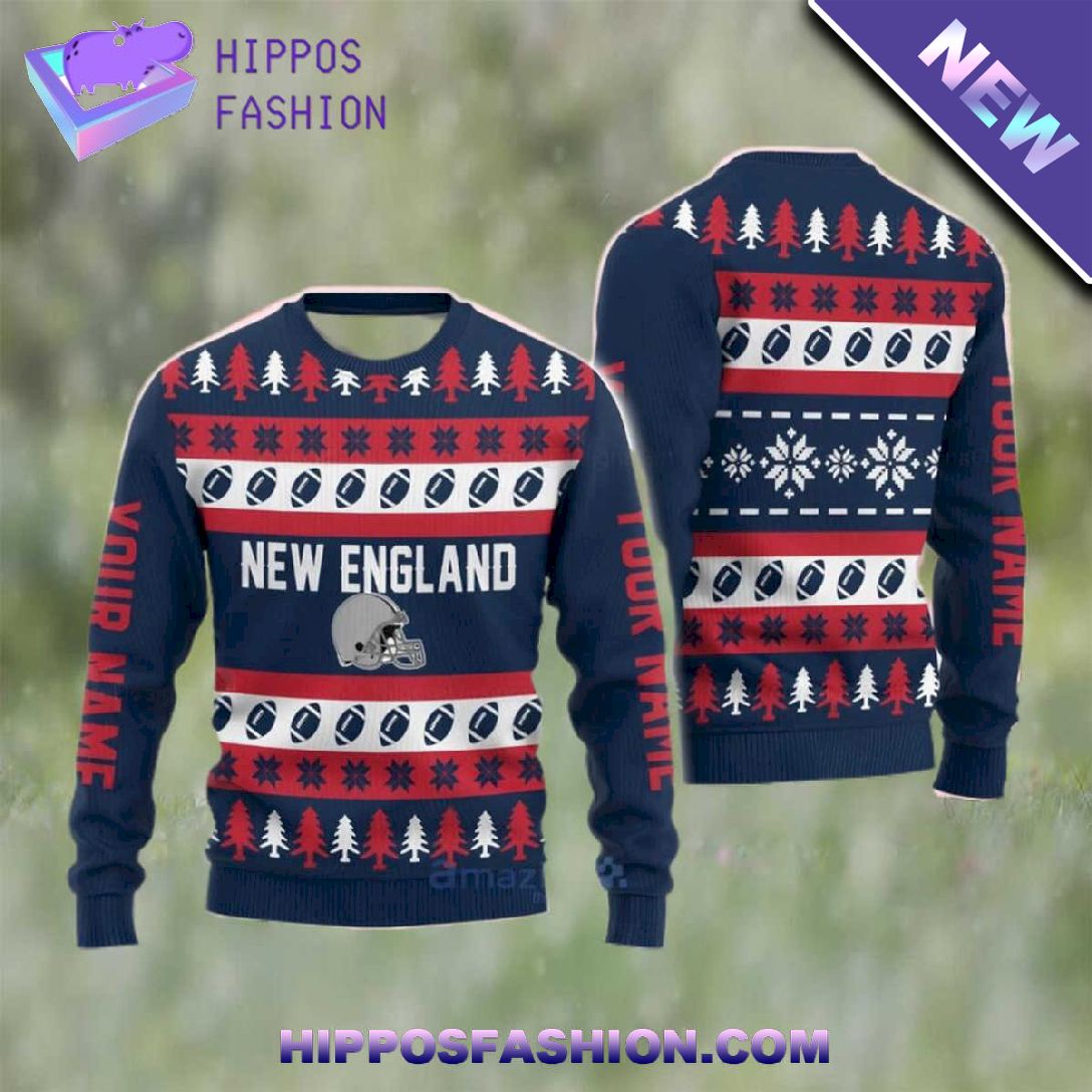 Custom Name New England Christmas Gift Ugly Christmas Sweater pa.jpg