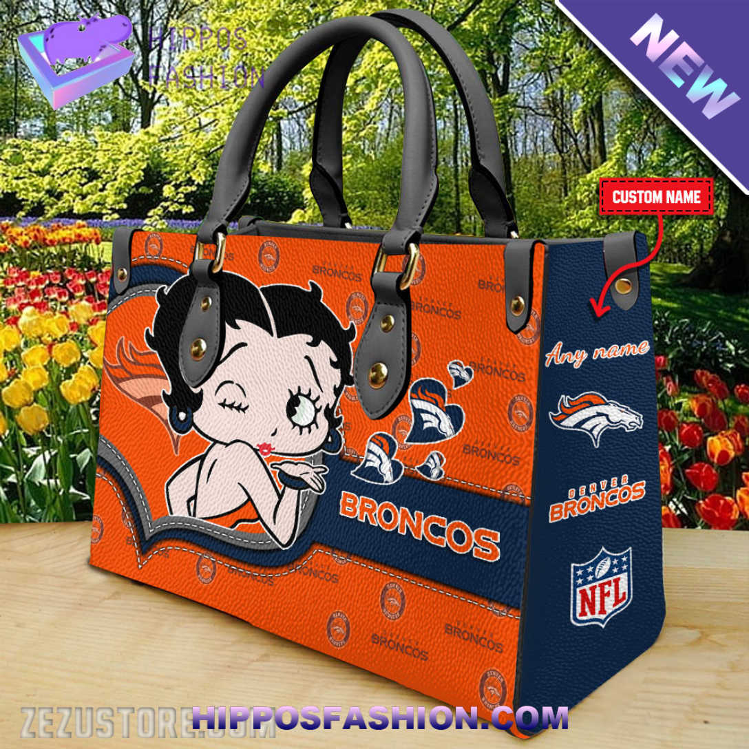 Denver Broncos NFL Betty Boop Personalized Leather HandBag - HipposFashion