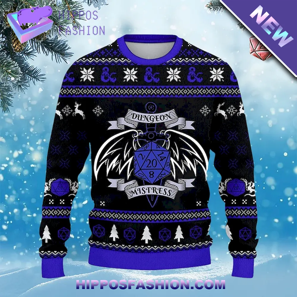 Dungeon Mistress Blue Ugly Christmas Sweater
