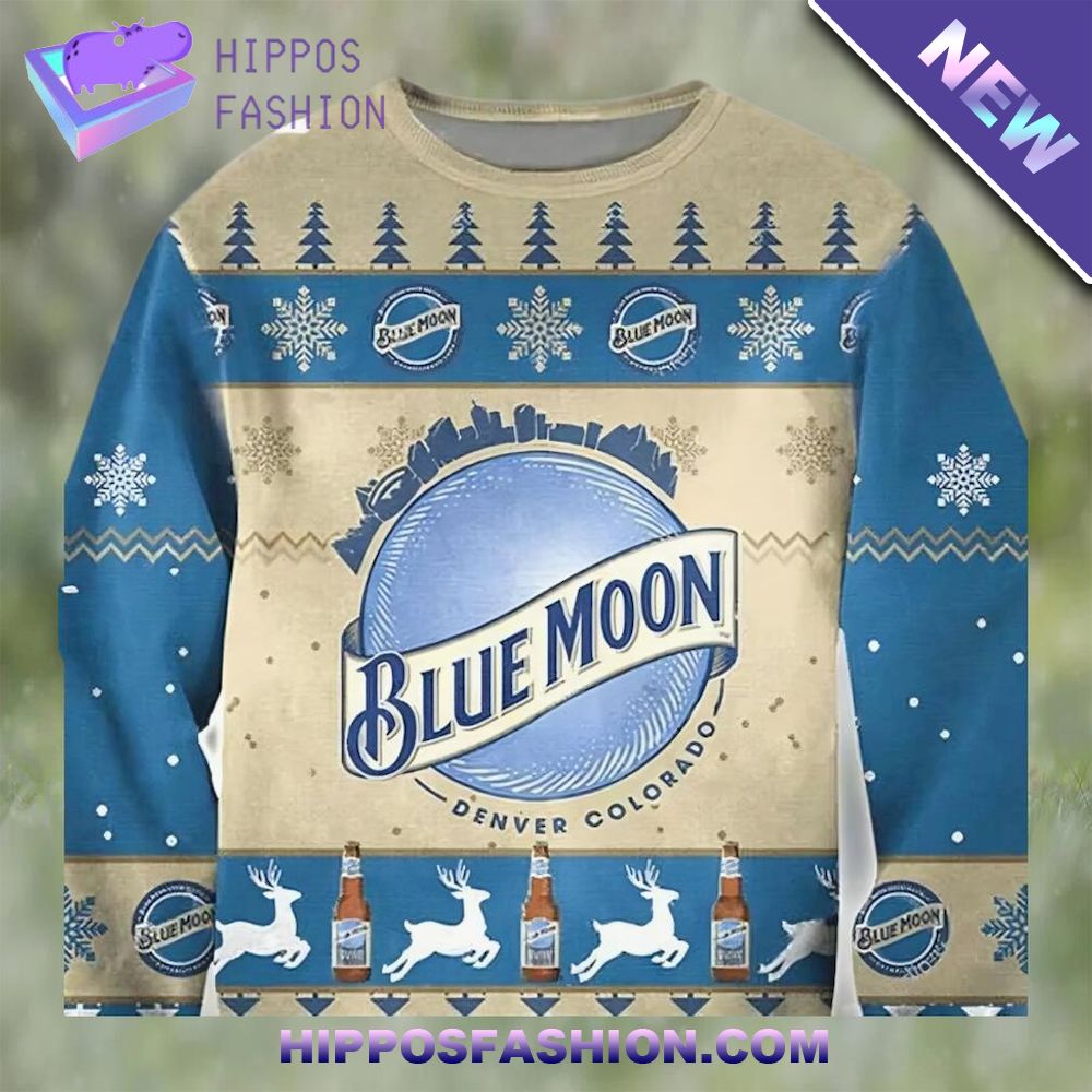 International Beer Day Blue Moon Ugly Christmas Sweater