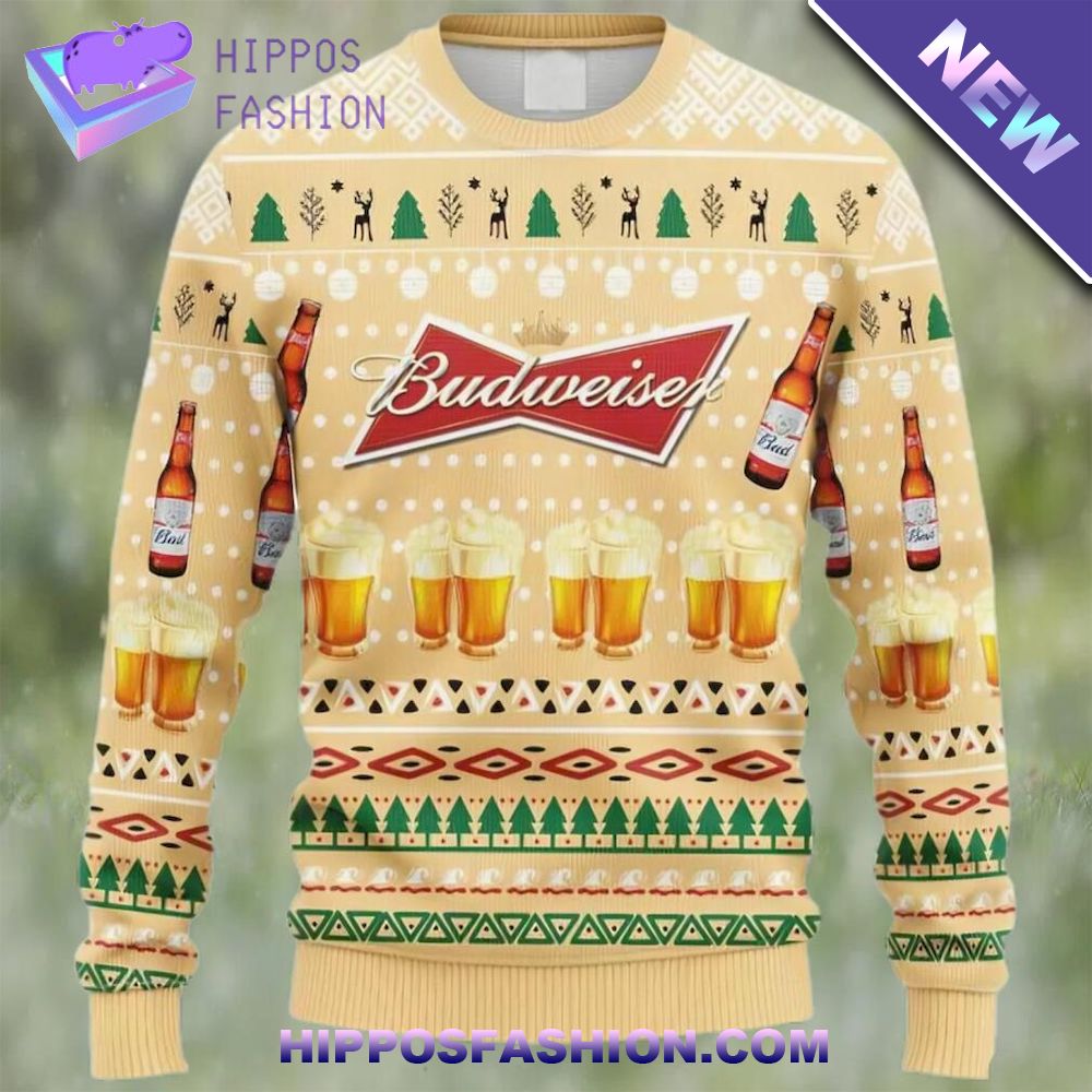 International Beer Day Budweiser Beer Trending Ugly Christmas Sweater
