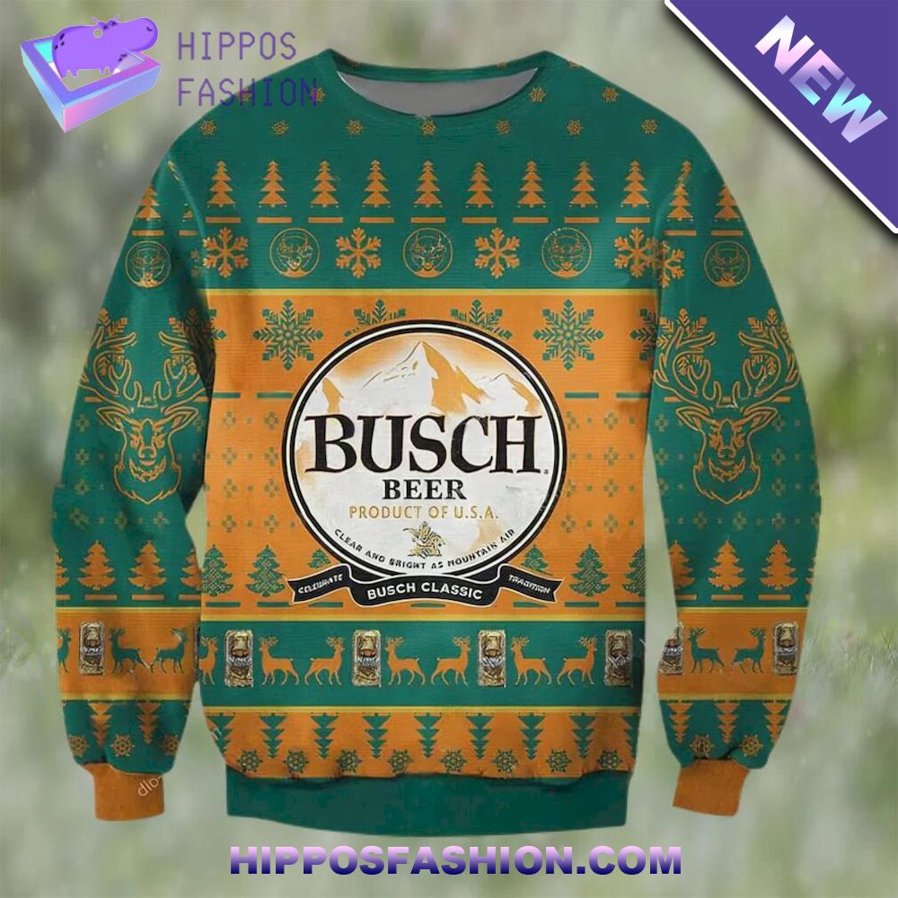 International Beer Day Busch Classic Beer Ugly Christmas Sweater