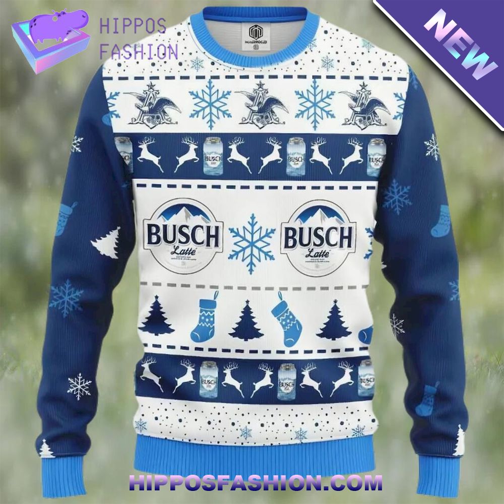 International Beer Day Busch Latte Beer Ugly Christmas Sweater