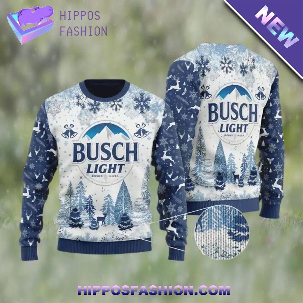 International Beer Day Busch Light Beer Knitted Ugly Christmas Sweater