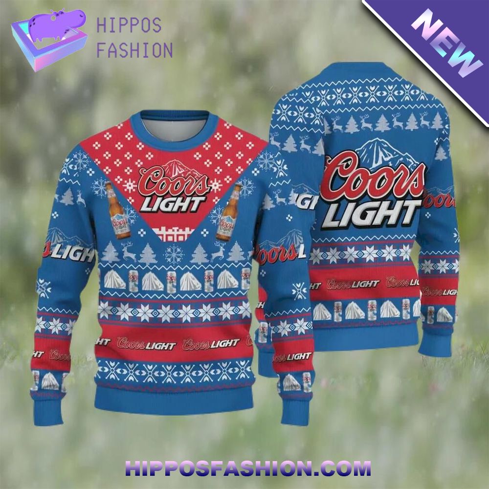 International Beer Day Coors Light Beer Blue Ugly Christmas Sweater
