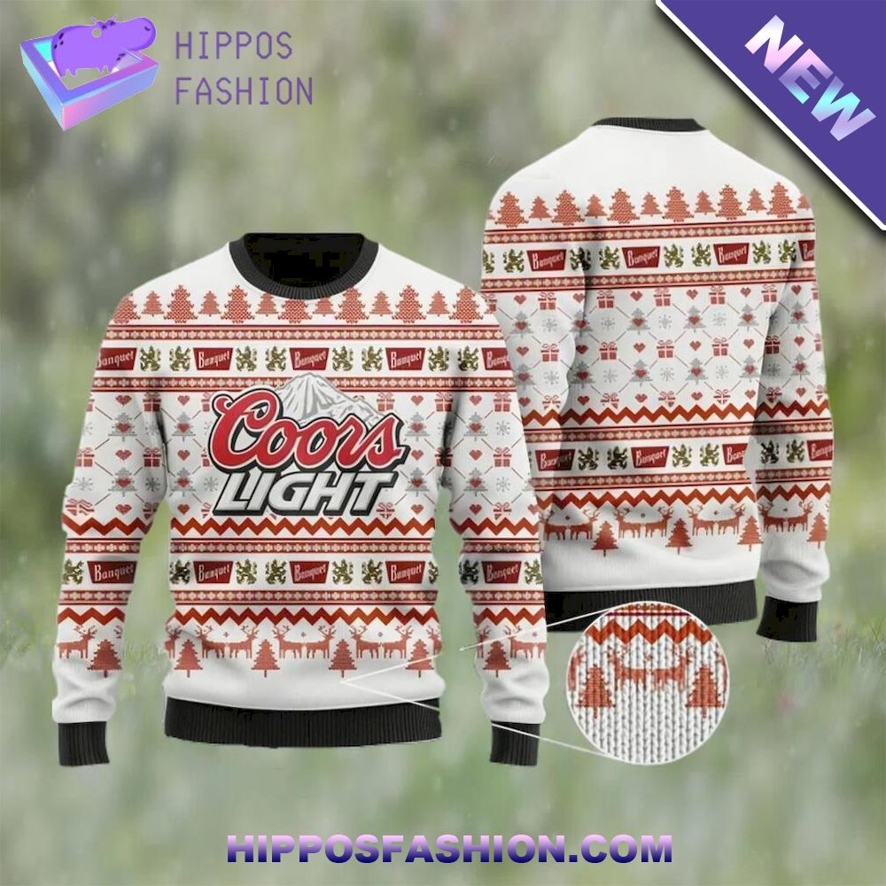 International Beer Day Coors Light Beer Ugly Christmas Sweater ()