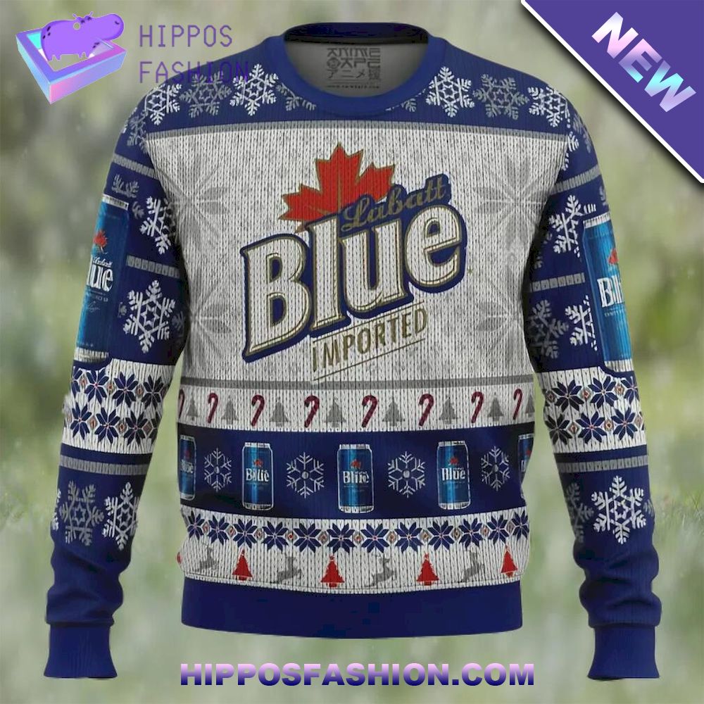 International Beer Day Labatt Blue Beer Ugly Christmas Sweater