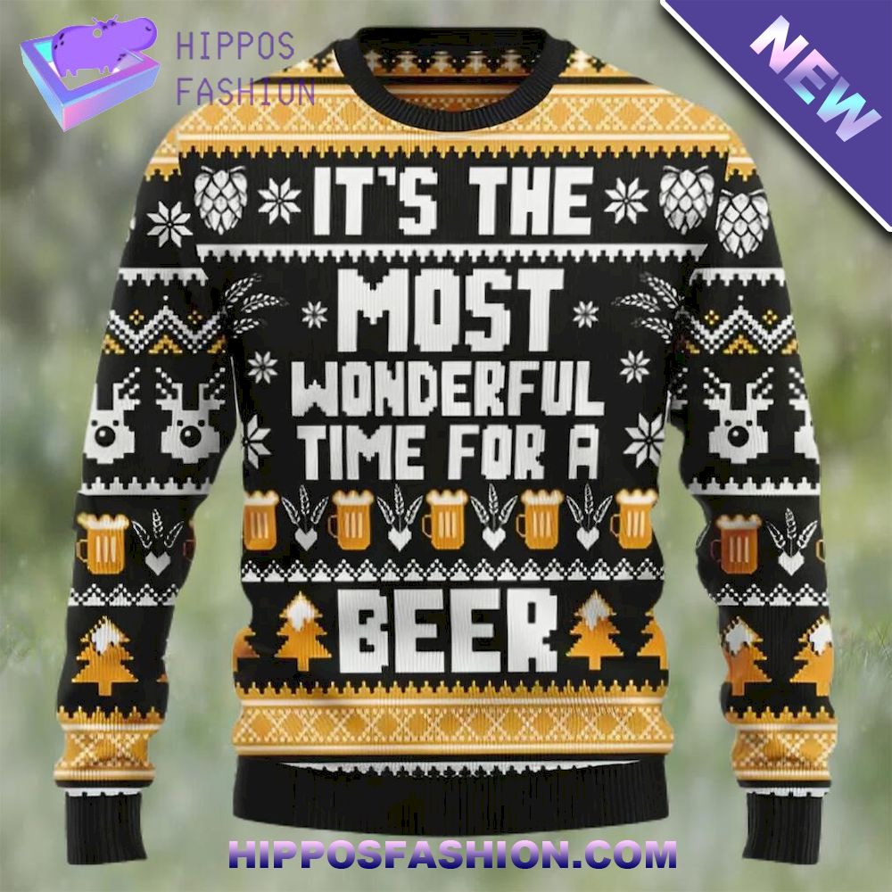International Beer Day Wonderful Time For A Beer Ugly Christmas Sweater