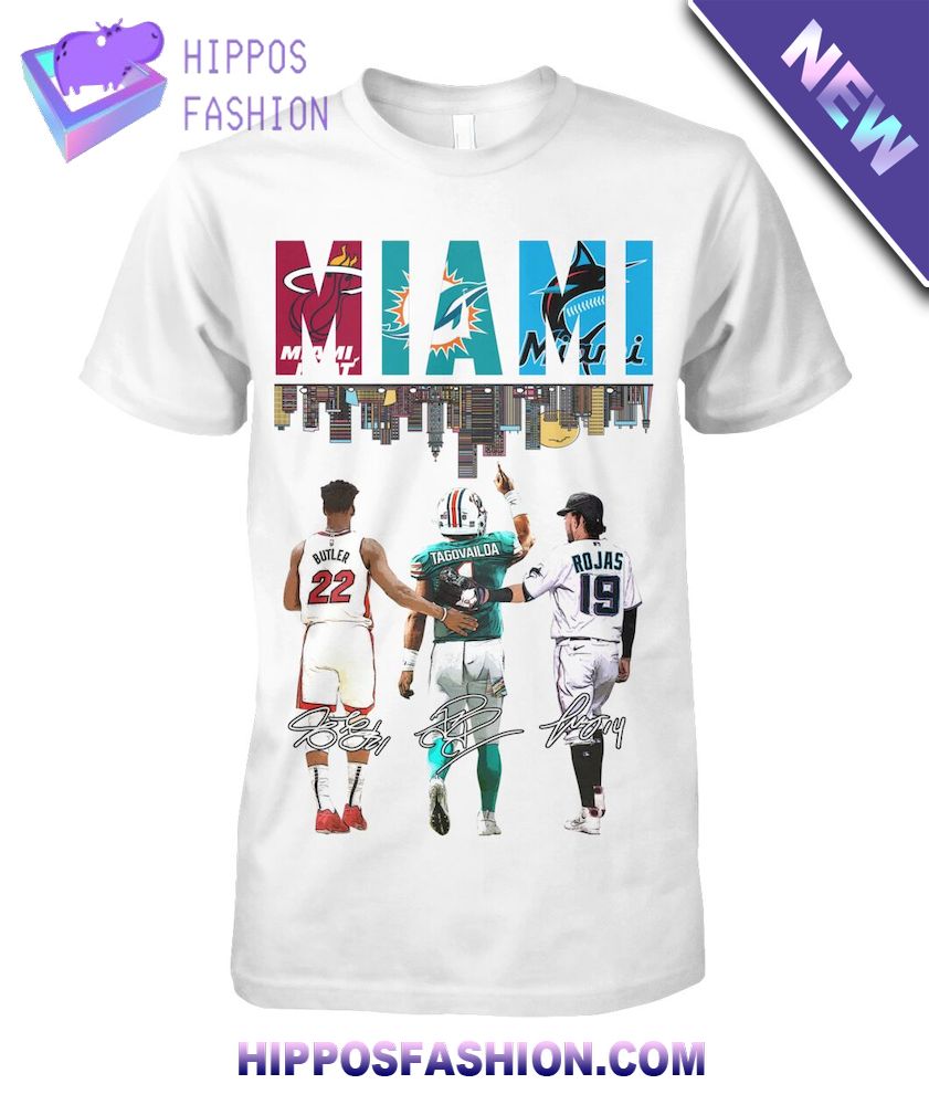 Miami Sports Floria Panthers Dolphins Heat White T Shirt D