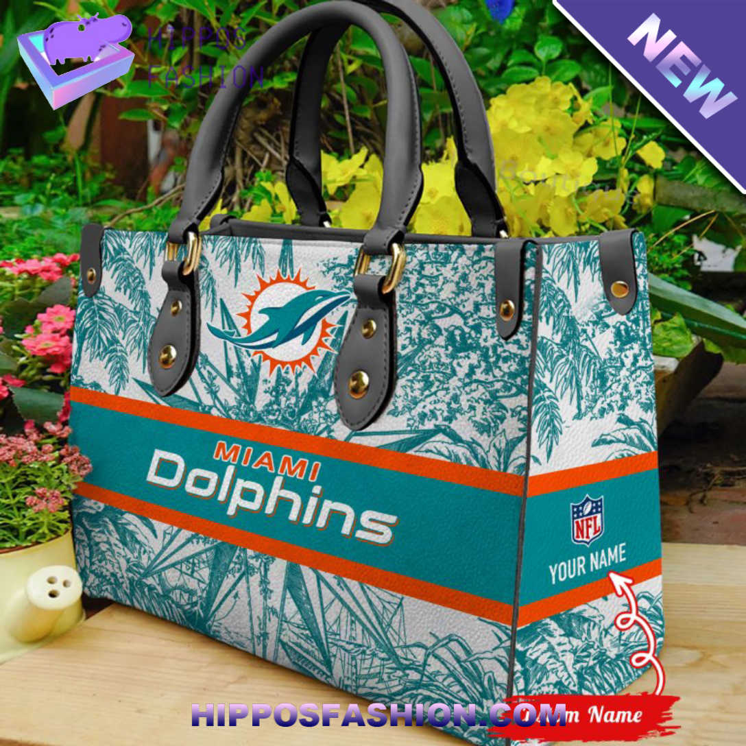 NFL Miami Dolphins Personalized Leather HandBag