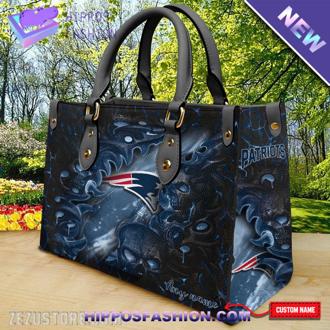 NFL New England Patriots Custom Name Leather HandBag