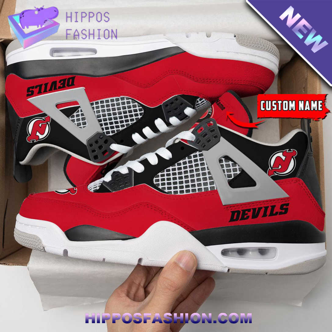 New Jersey Devils Personalized Air Jordan 4 Sneaker