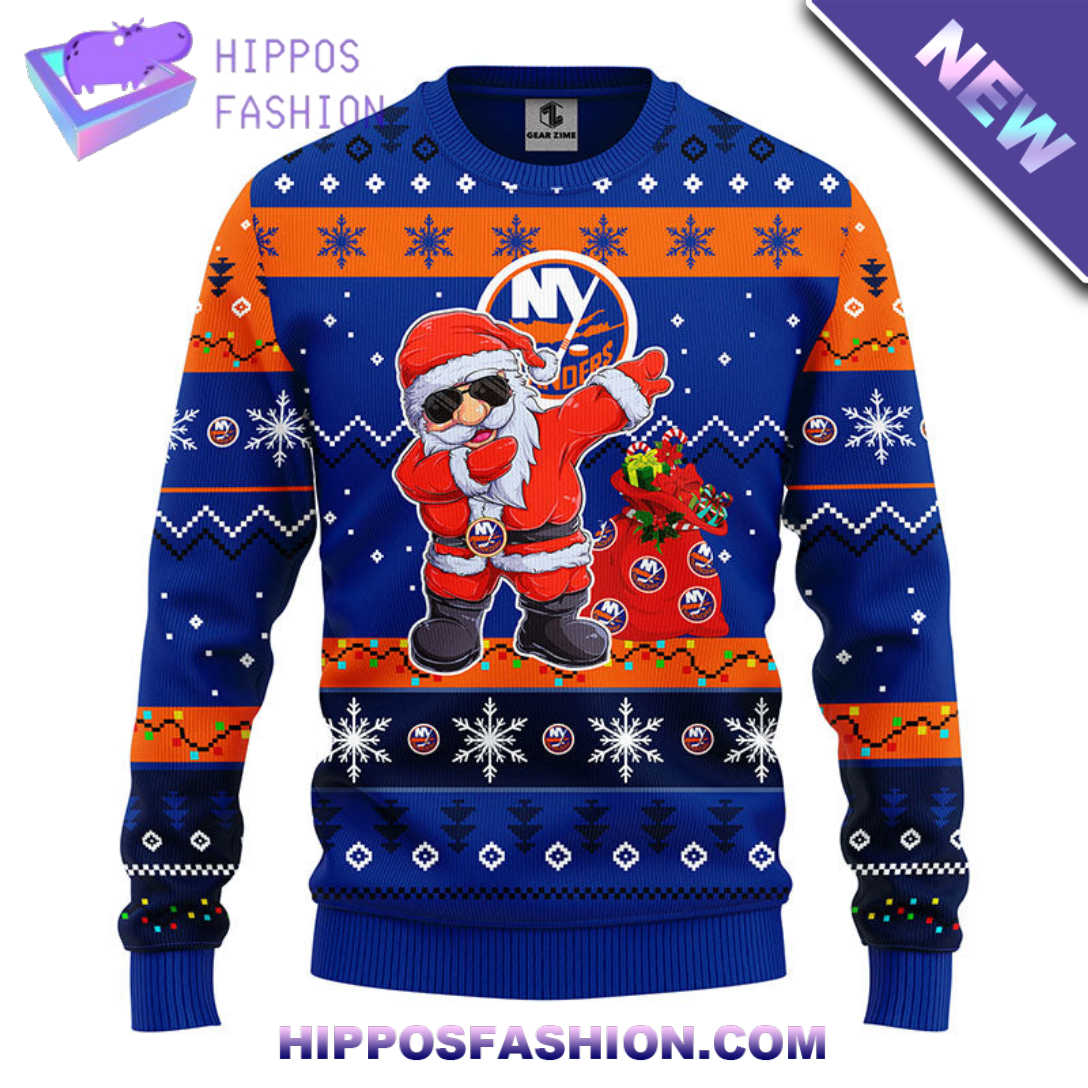 New York Islanders Dabbing Santa Claus Christmas Ugly Sweater FOlS.jpg