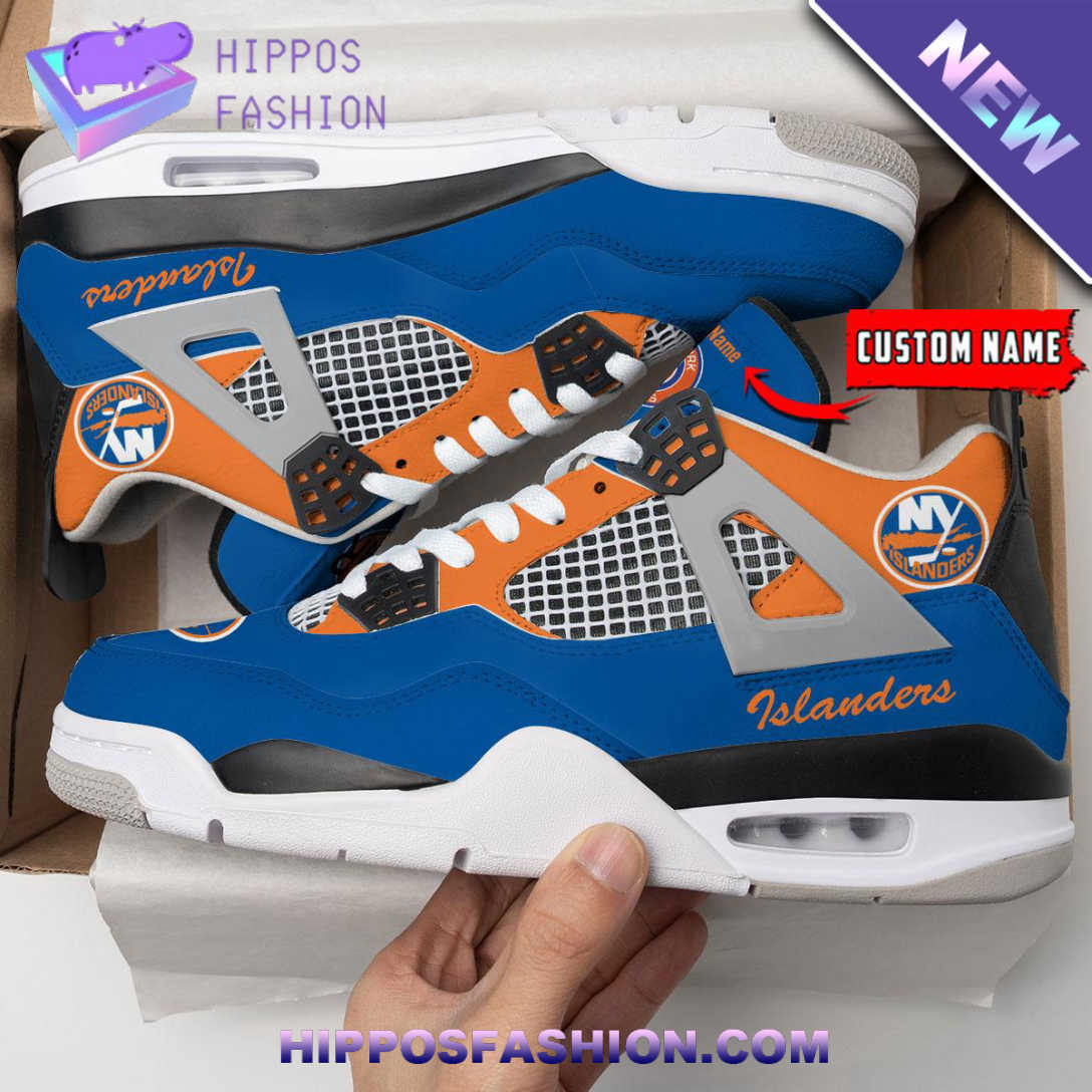 New York Islanders Personalized Air Jordan 4 Sneaker