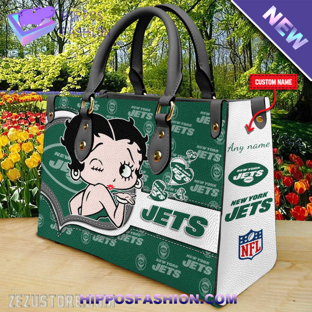 New York Jets NFL Betty Boop Personalized Leather HandBag