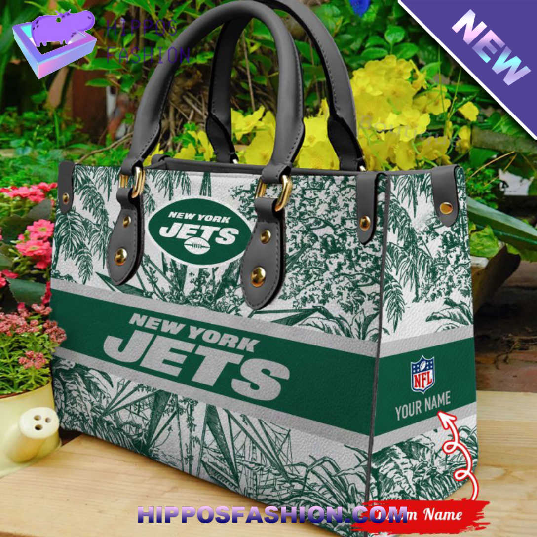 New York Jets NFL Custom Name Leather HandBag