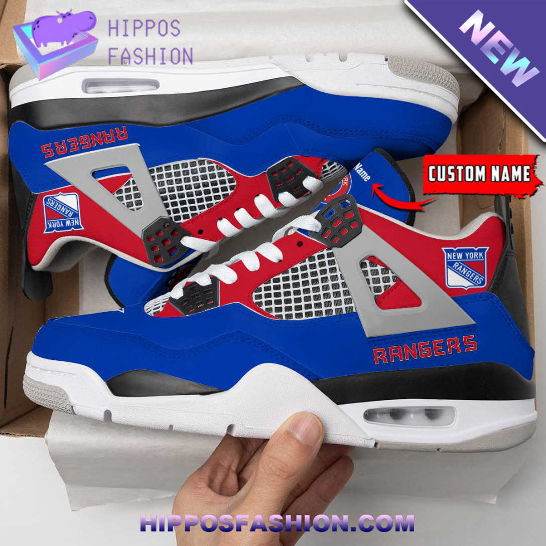 New York Rangers Personalized Air Jordan 4 Sneaker