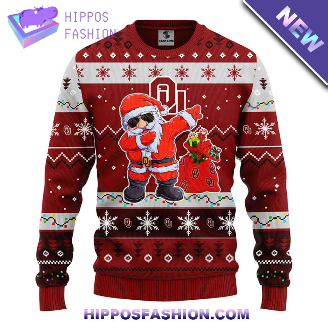 Oklahoma Sooners Dabbing Santa Claus Christmas Ugly Sweater Kwm.jpg