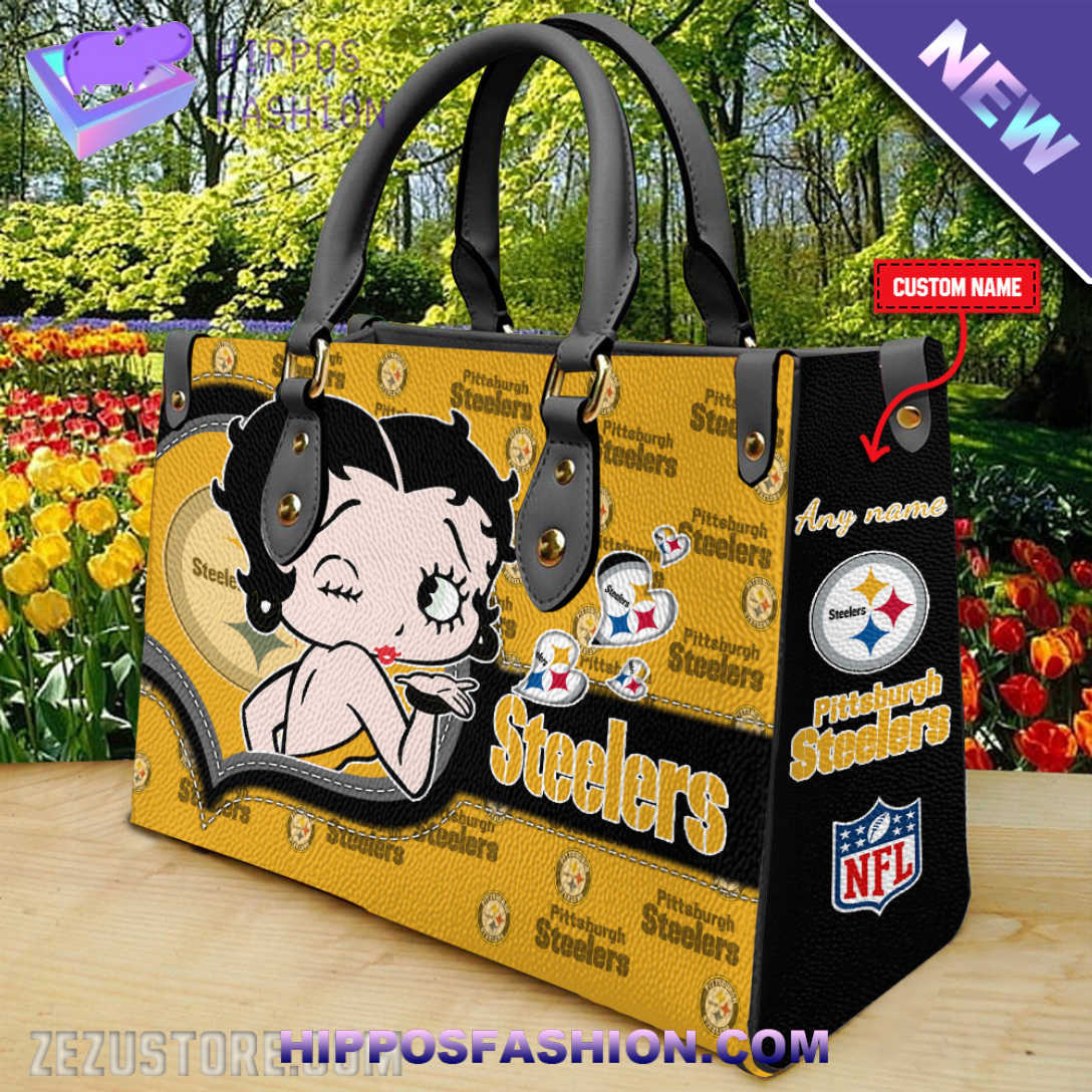 Pittsburgh Steelers NFL Betty Boop Personalized Leather HandBag