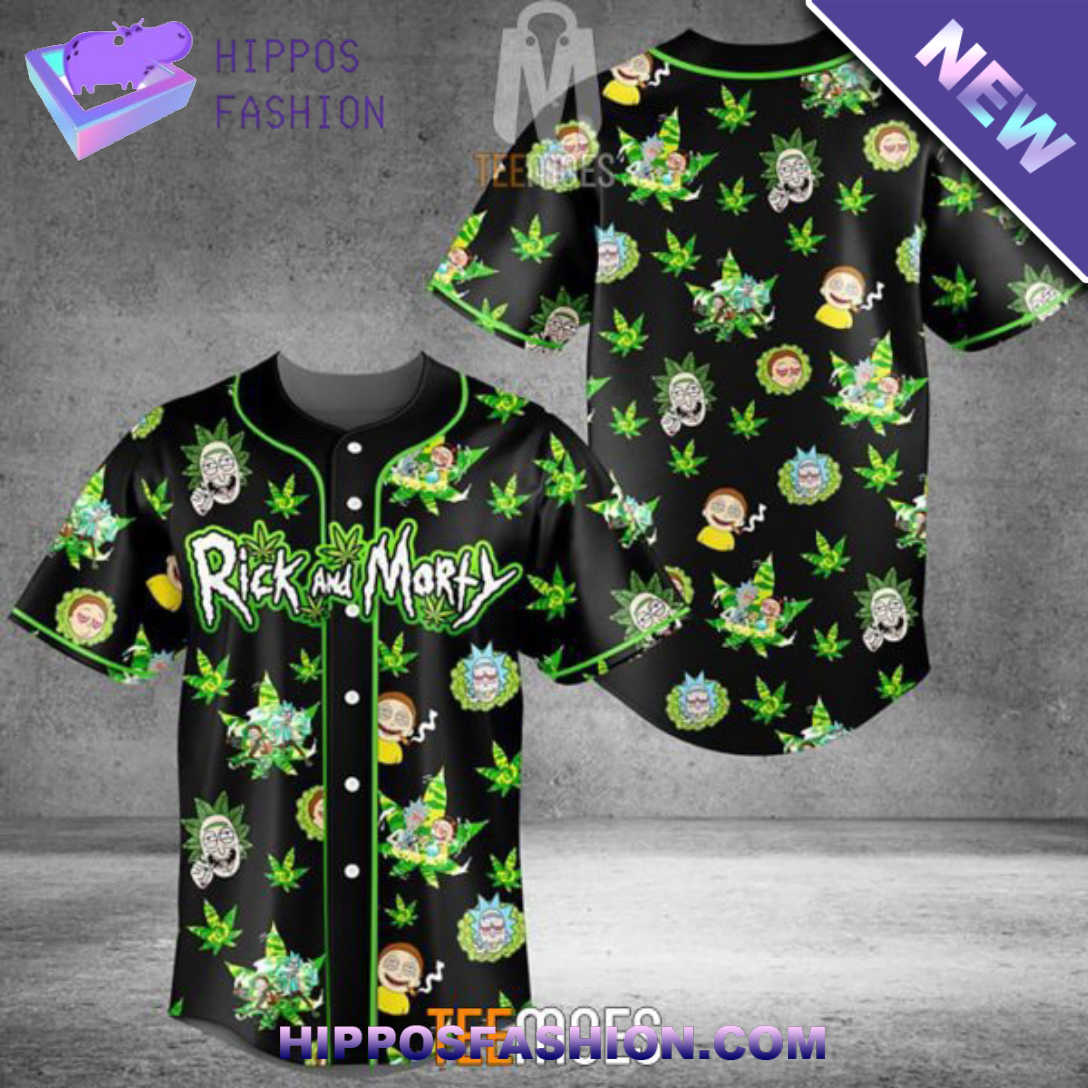 Rick And Morty Cannabis Pattern Baseball Jersey INQke.jpg