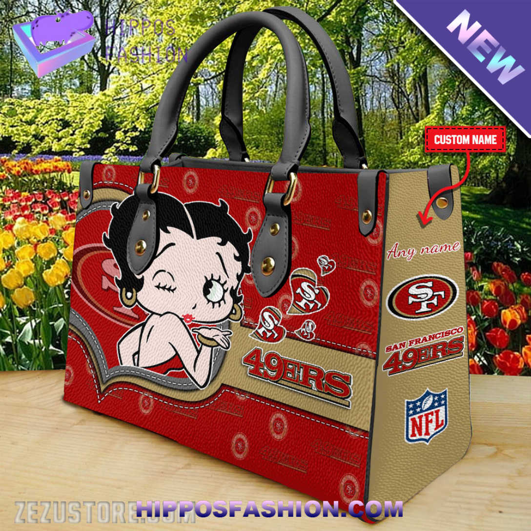 San Francisco 49ers NFL Betty Boop Personalized Leather HandBag