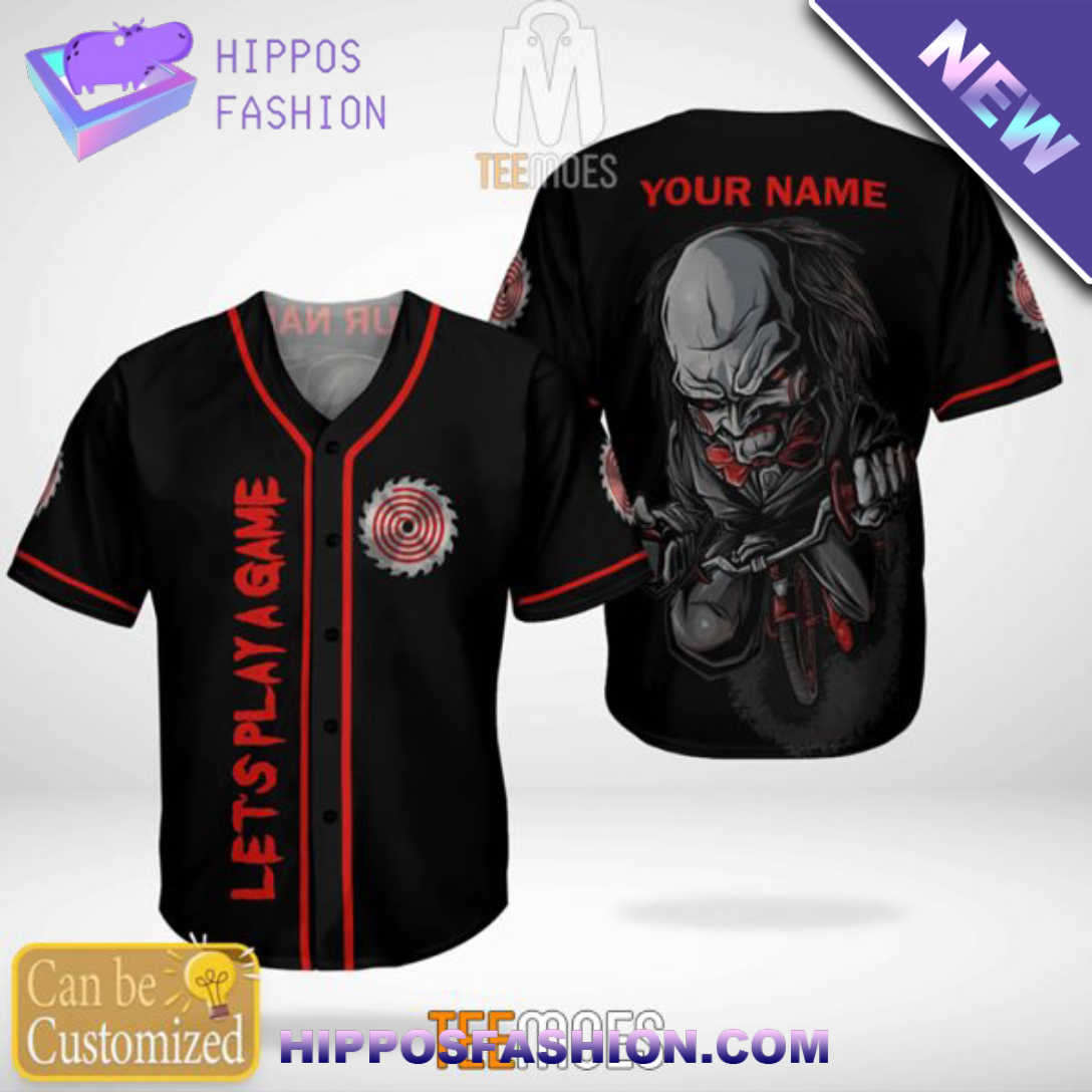 Saw Halloween Let's Play Game Personalized Baseball Jersey