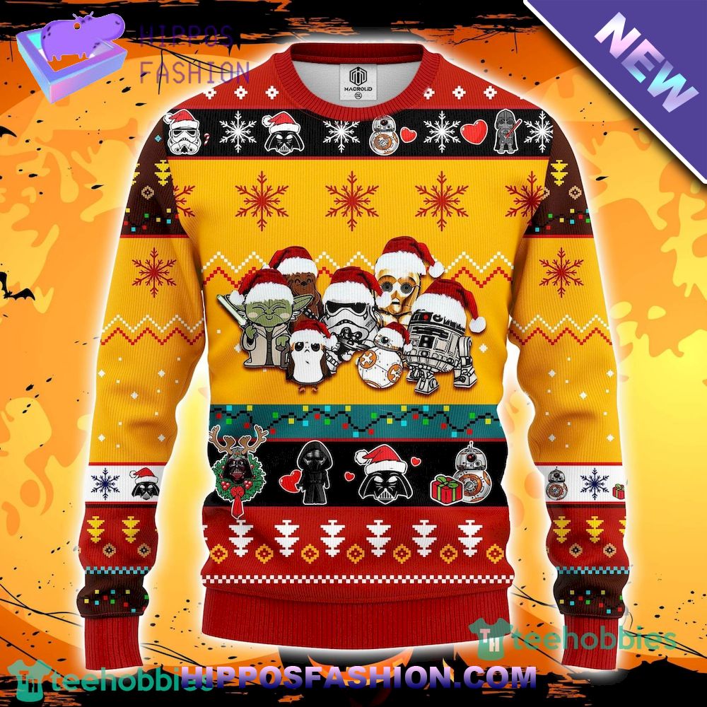 Star Wars Cute Yellow Red Ugly Christmas Sweater