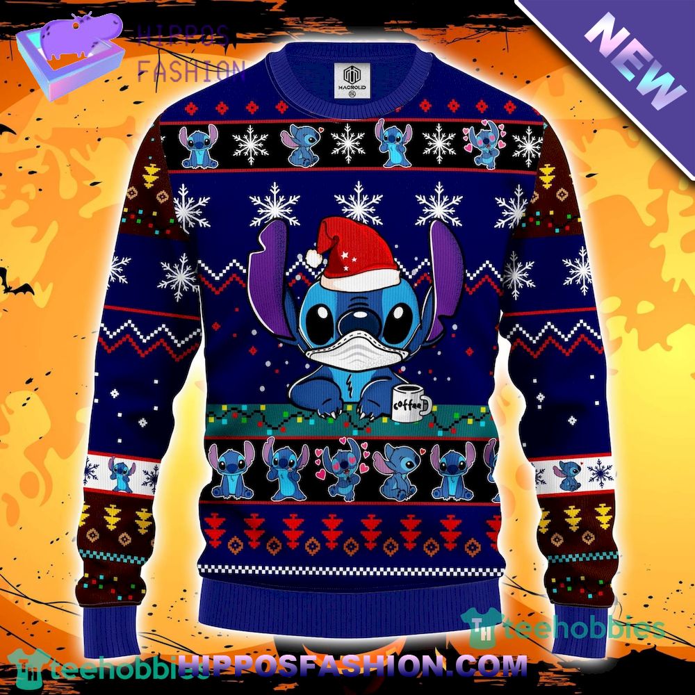 Stitch Ugly Christmas Sweater Blue Amazing Gift Men And Women Christmas Gift