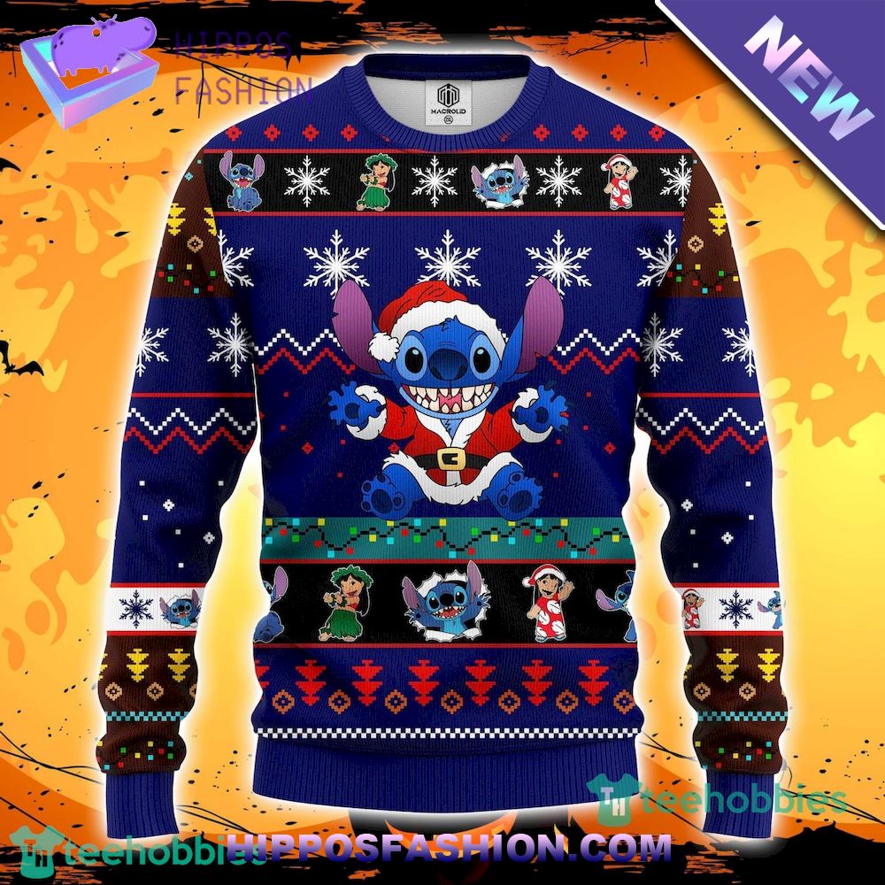 Stitch Cute Blue Ugly Christmas Sweater