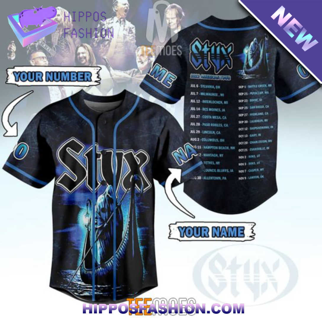 Styx 2023 Tour Black Blue Customized Baseball Jersey