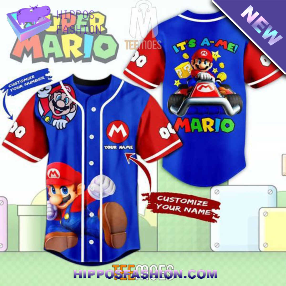 Super Mario Drives Car Customized Baseball Jersey FXVg.jpg