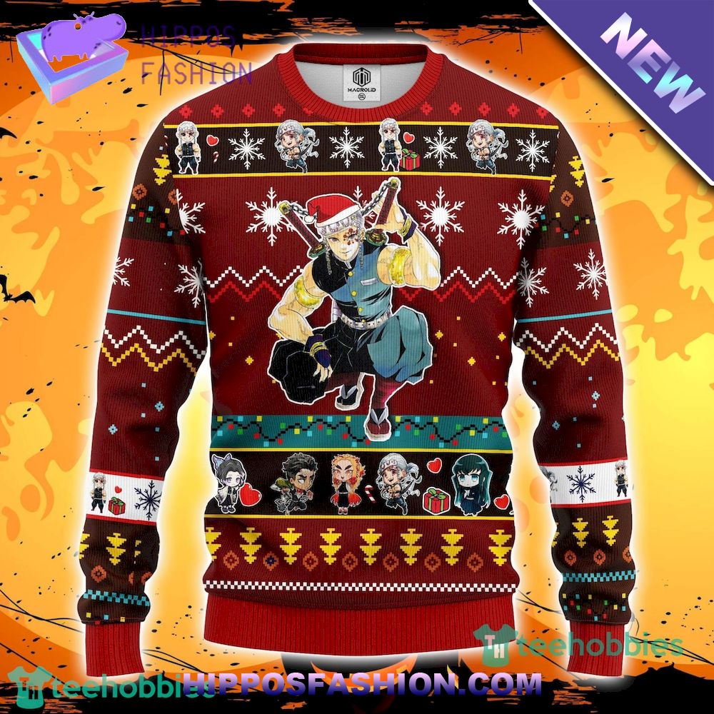 Tengen Uzui Demon Slayer Anime Red Ugly Christmas Sweater