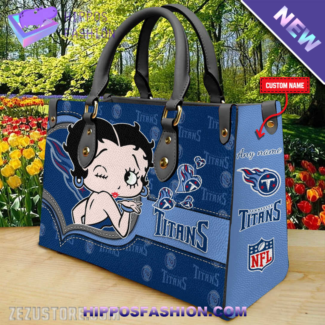 Tennessee Titans NFL Betty Boop Personalized Leather HandBag