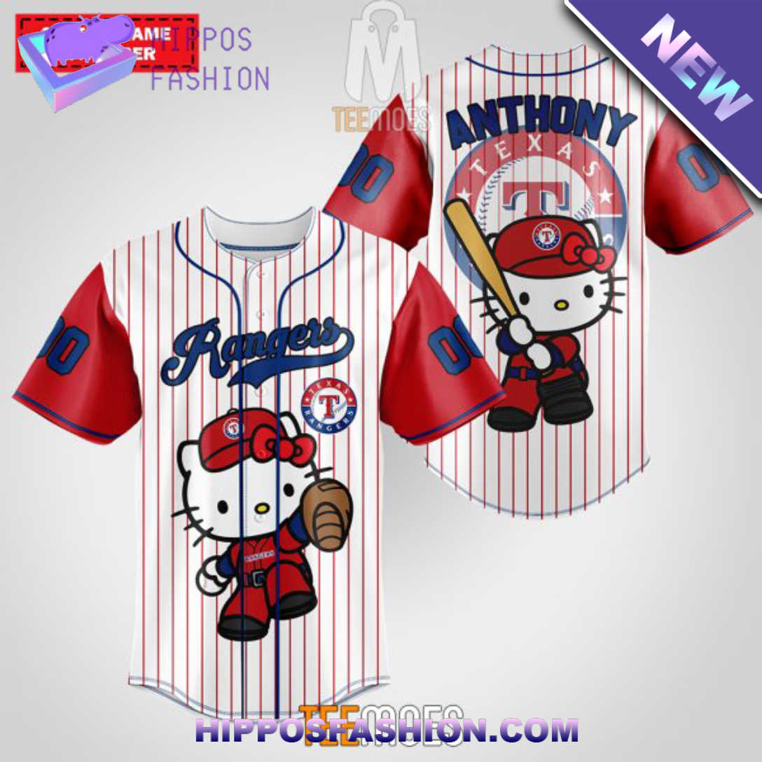 Texas Rangers Hello Kitty Personalized Baseball Jersey
