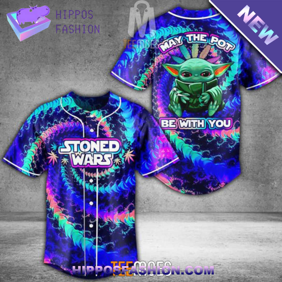 Trippy Stoned Wars May The Pot Be With You Baseball Jersey