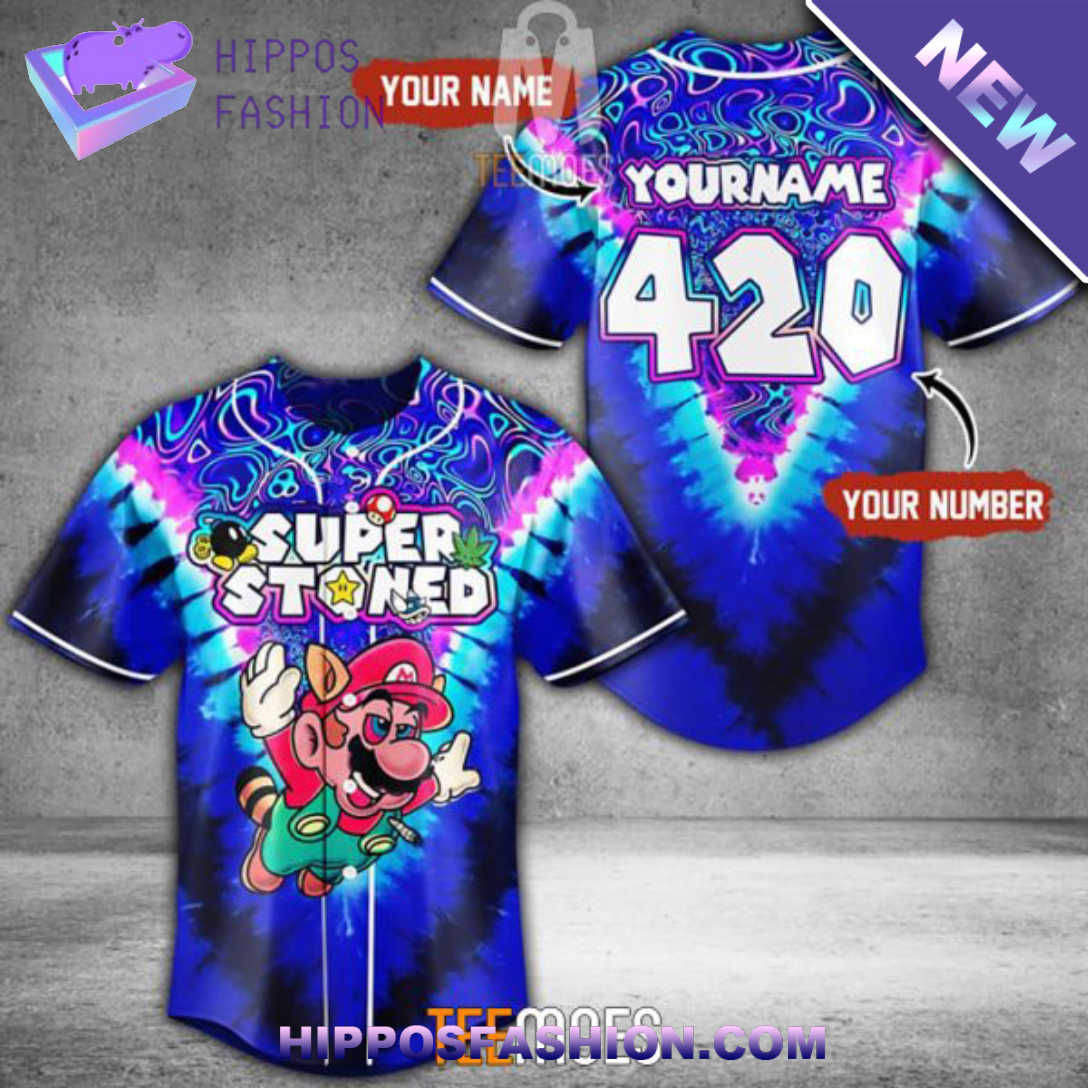 Trippy Super Stoned Mario Psychedelic Color Customized Baseball Jersey