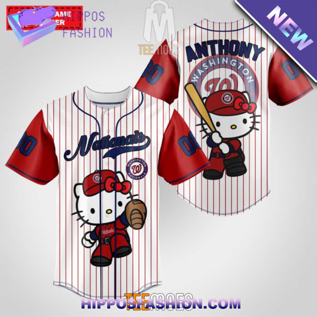 Washington Nationals Hello Kitty Personalized Baseball Jersey