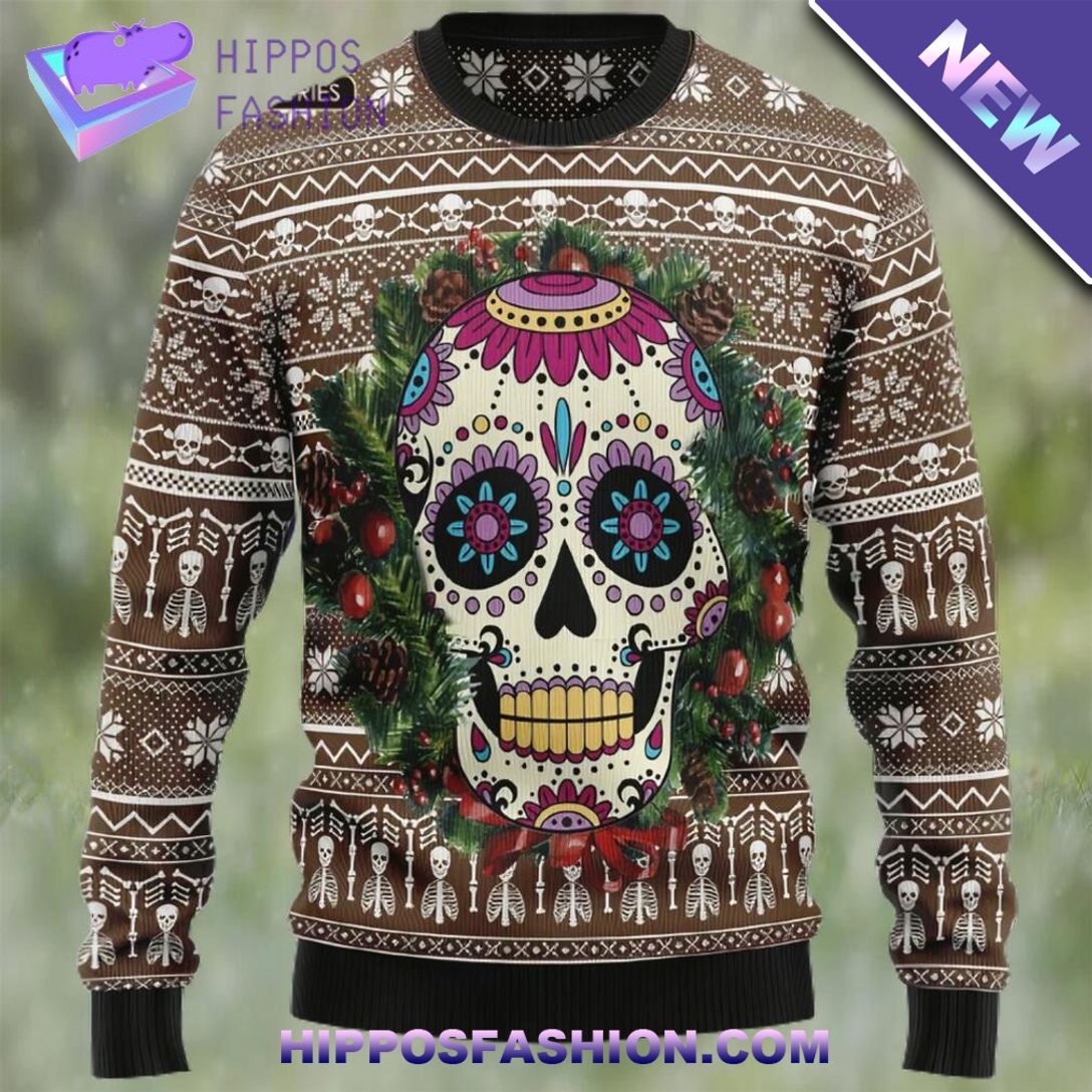 Awesome Sugar Skull Ugly Christmas Sweater Awesome Pic guys