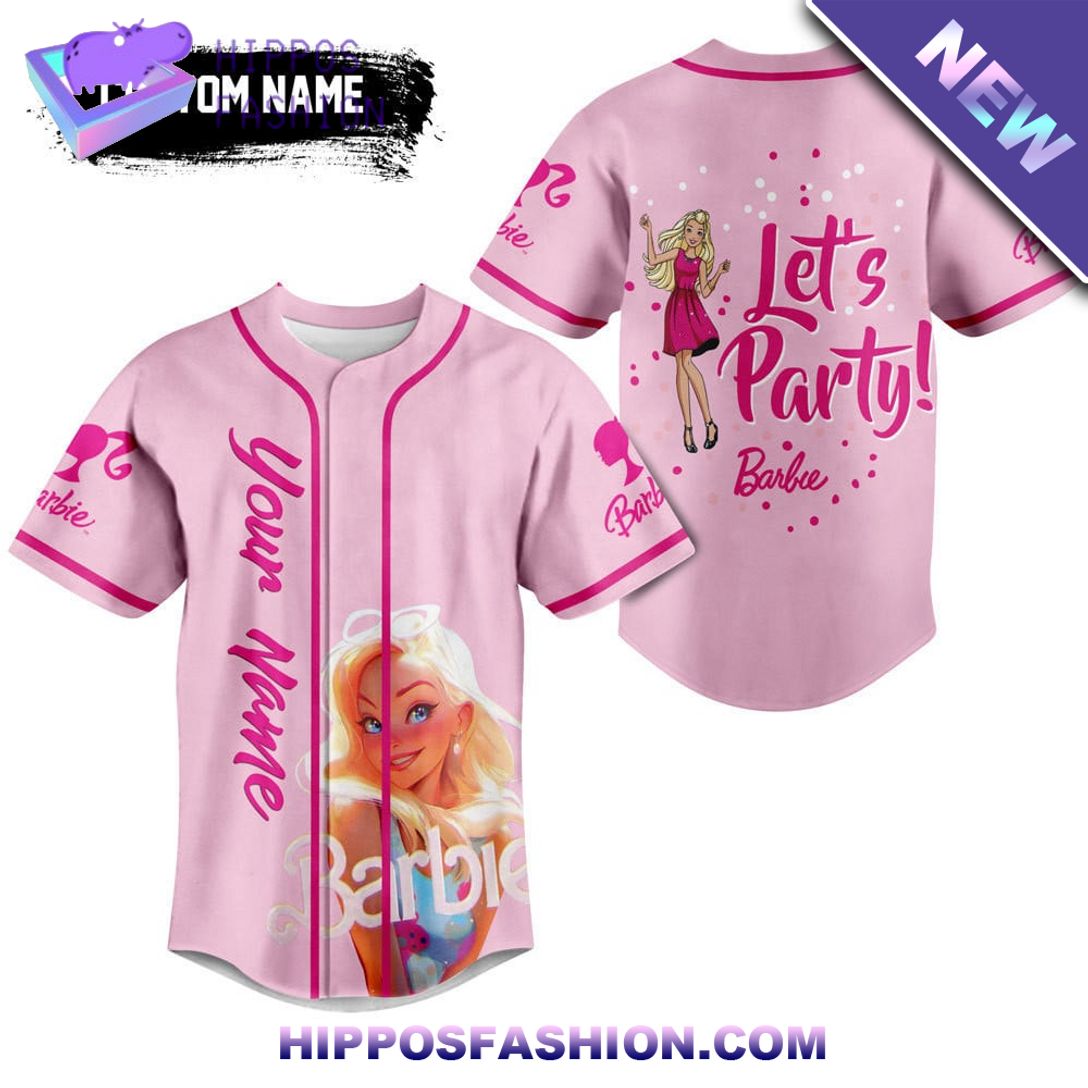 Barbie Pink Custom Name Baseball Jersey Cutting dash