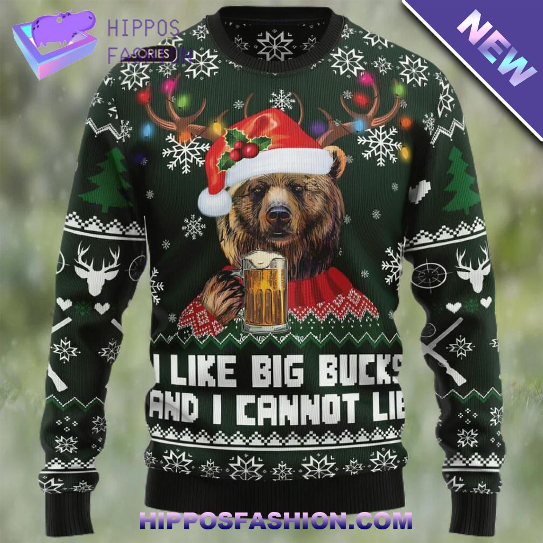 Bear Hunting and Beer Christmas Ugly Christmas Sweater Damn good
