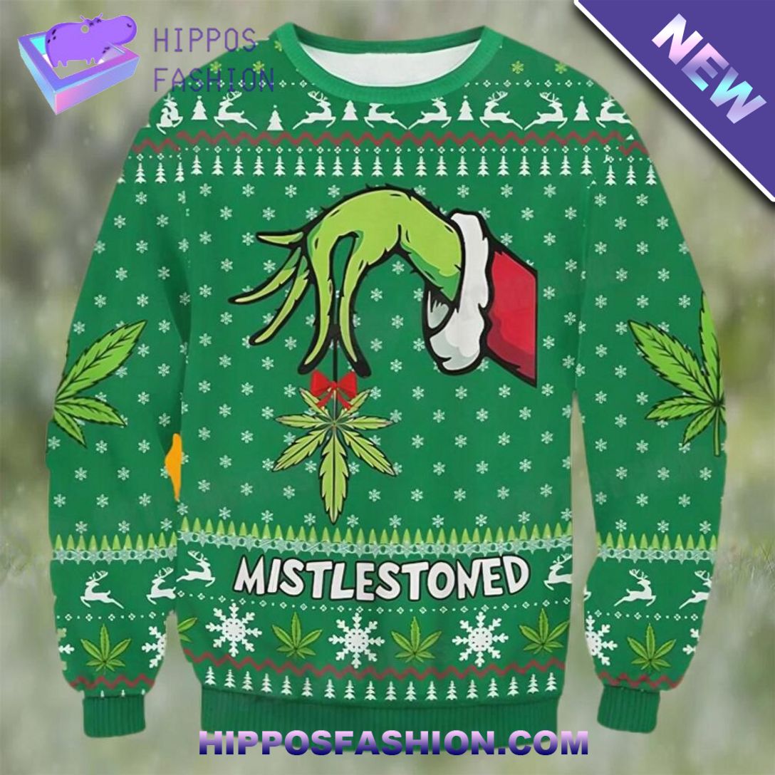 Grinch Mistlestoned Ugly Christmas Sweater Cutting dash