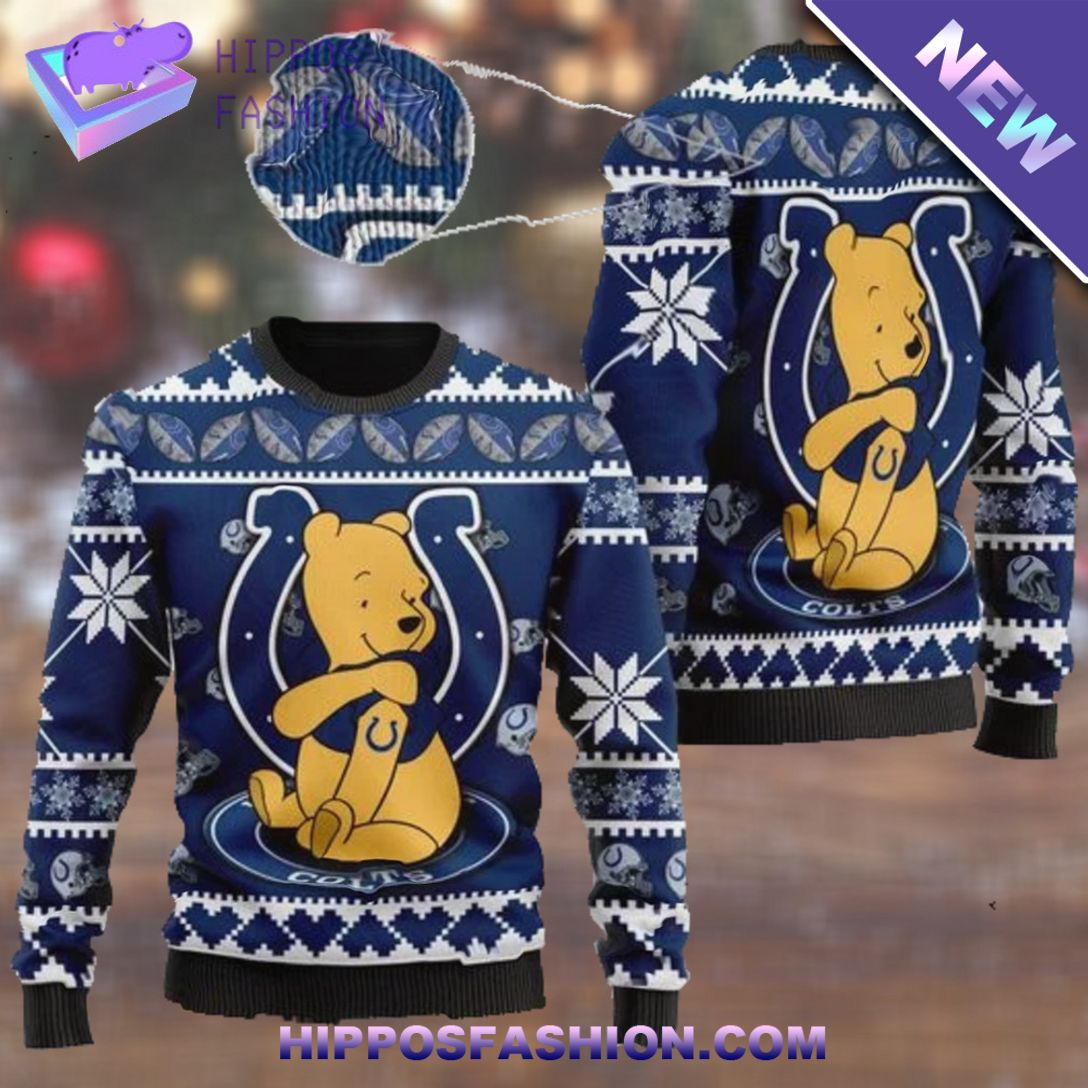 indianapolis colts nfl american football team logo cute winnie the pooh bear ugly sweater evNc.jpg