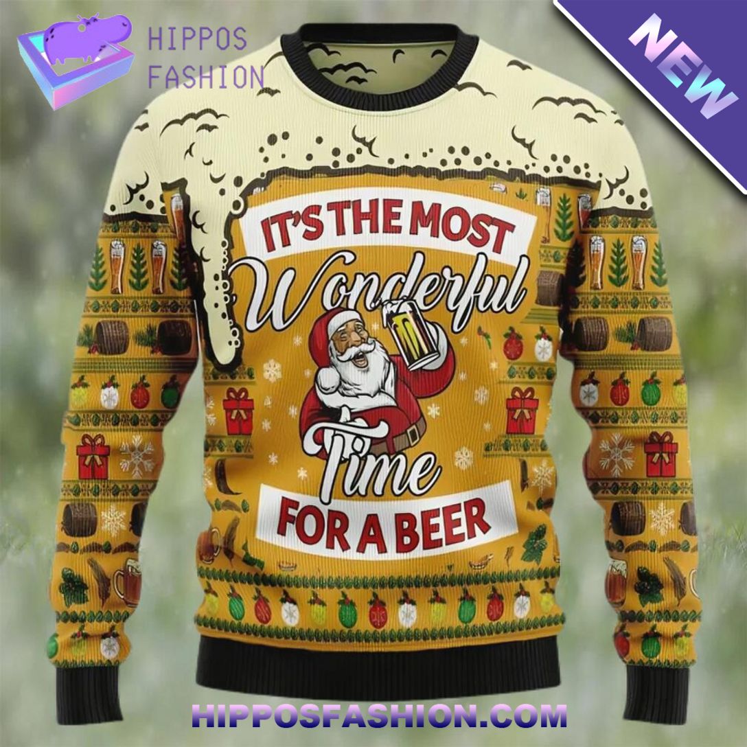 international beer day santa claus wonderful time for a beer ugly christmas sweater zCGW.jpg
