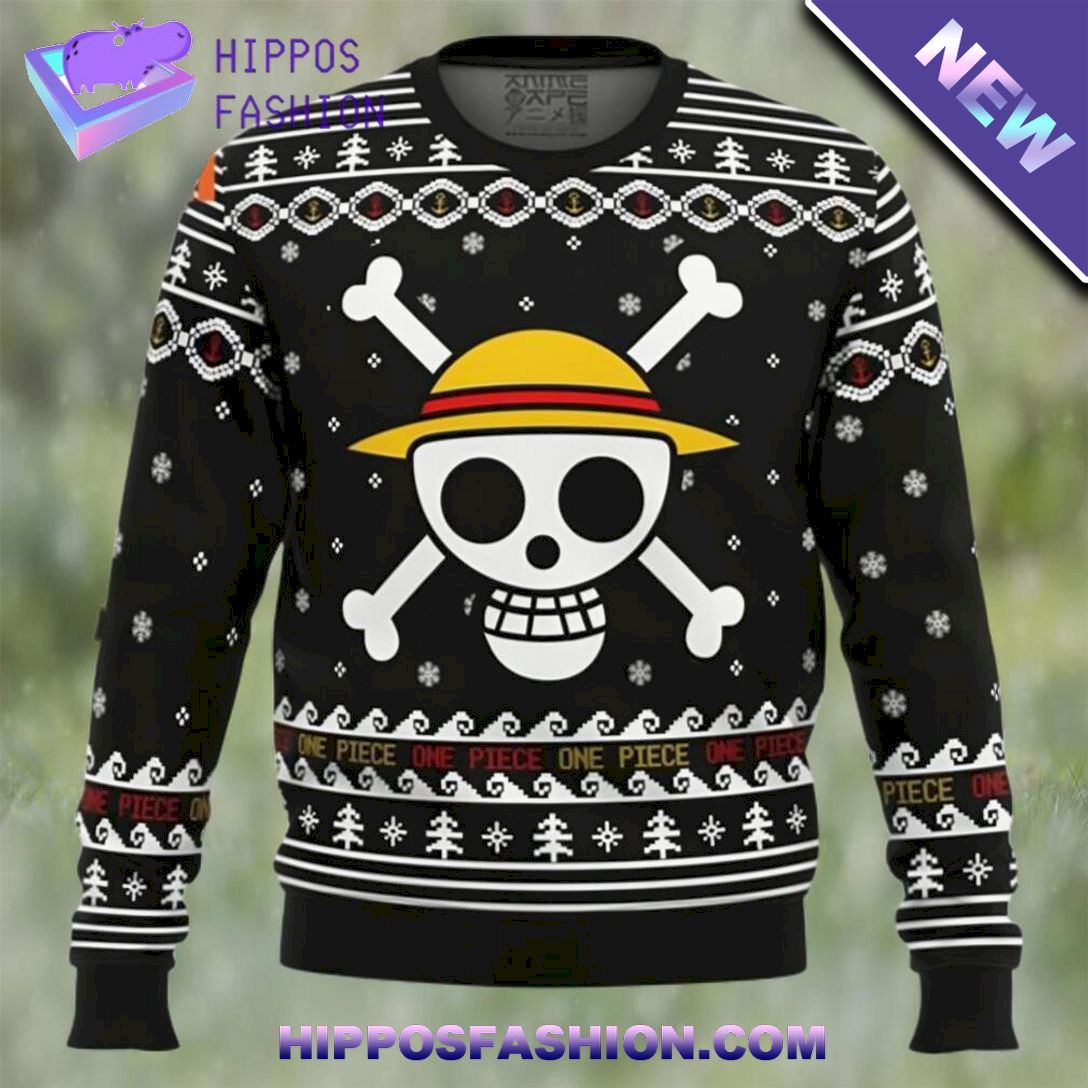 one piece straw hat pirates christmas ugly christmas sweater PCzA.jpg